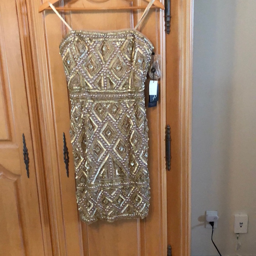 Adrianna Papell beaded strapless dress